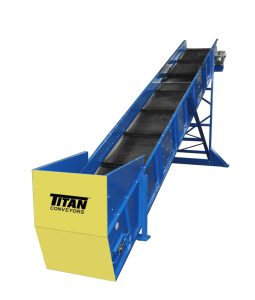 Cleated Belt Incline Conveyor with Infeed Hopper