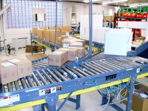 line shaft merge conveyor