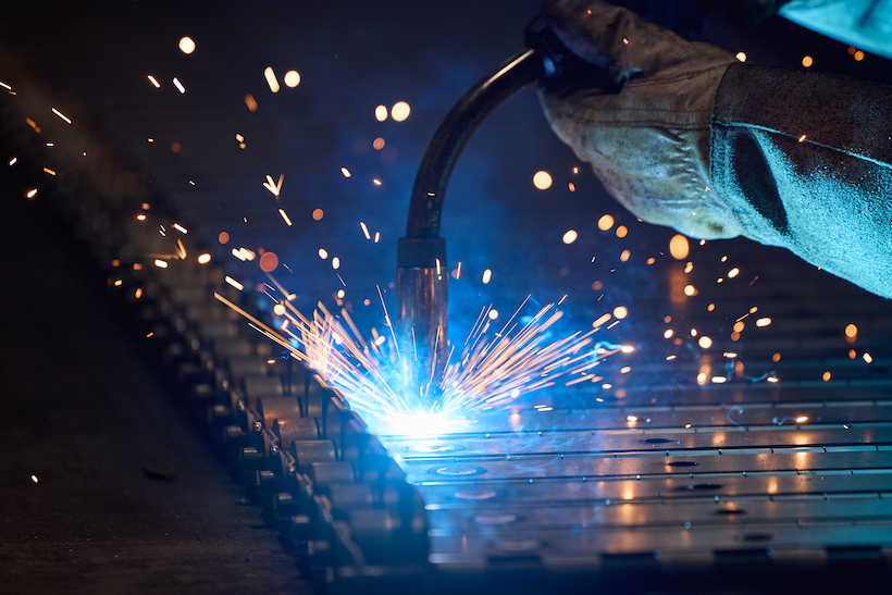 welding on a conveyor belt